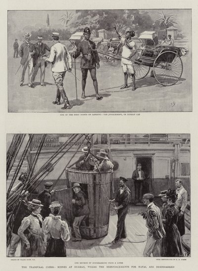 トランスバール危機、ダーバンでの増援が下船されるダーバンでのシーン 作： Frank Dadd